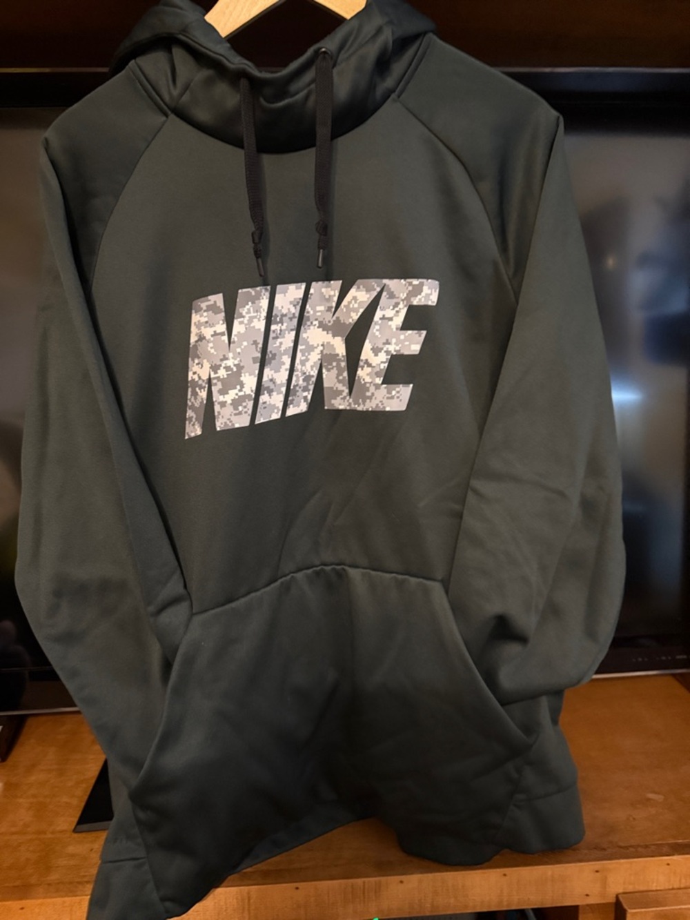 Nike Dark Green Pullover Hoodie with Camo NIKE Logo